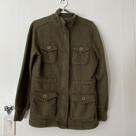 Beaver Canoe green full zip cotton blend jacket with drawstring waist size L - Picture 5 of 15